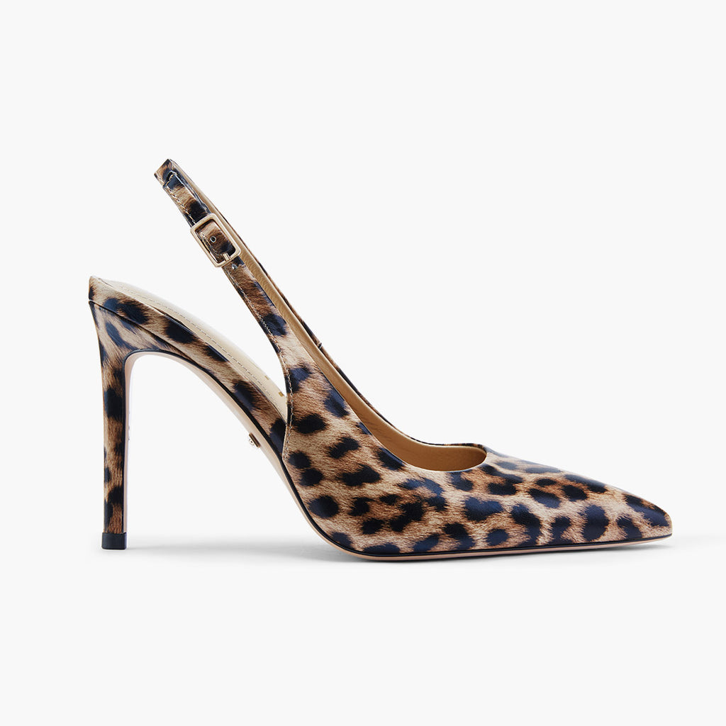 Seda - Pointed Toe Leopard Print Slingback Khaki Stiletto Heels