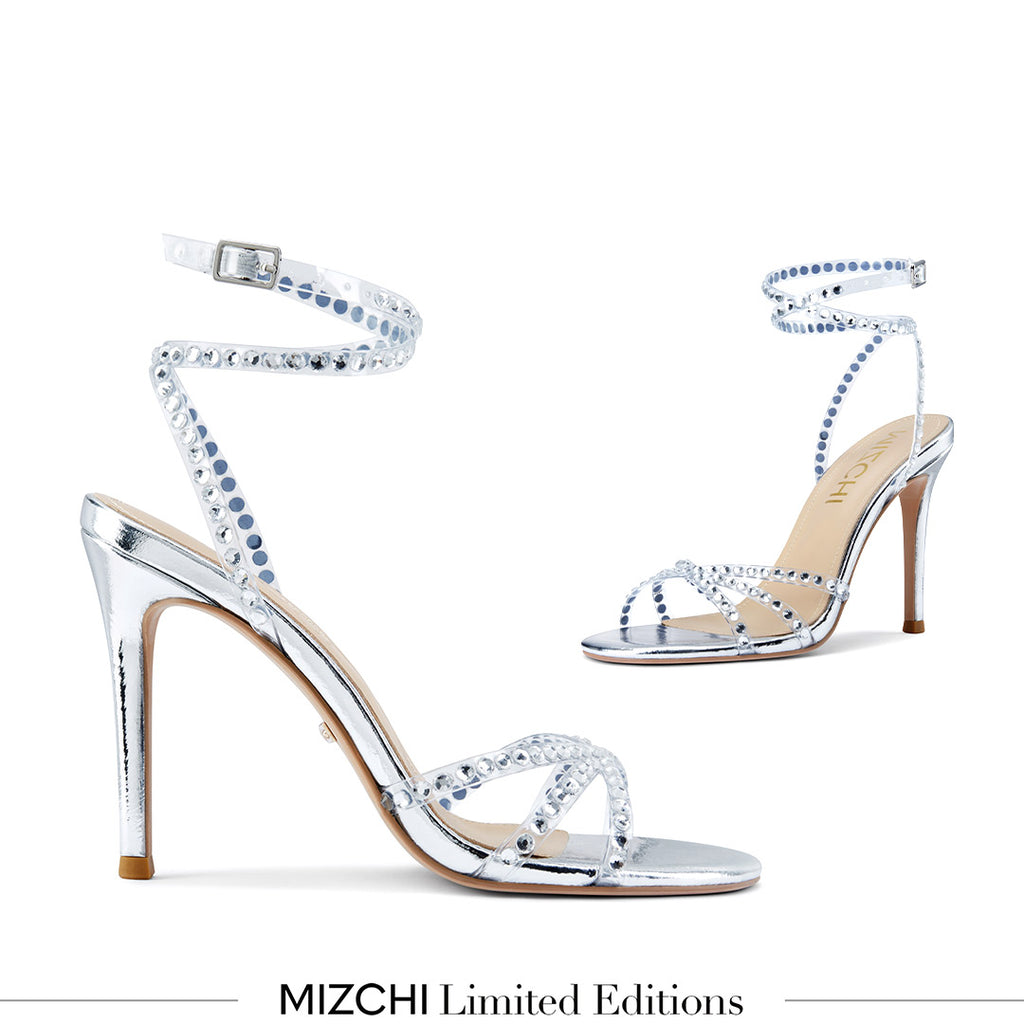 *MADDY SILVER - diamond decor heels