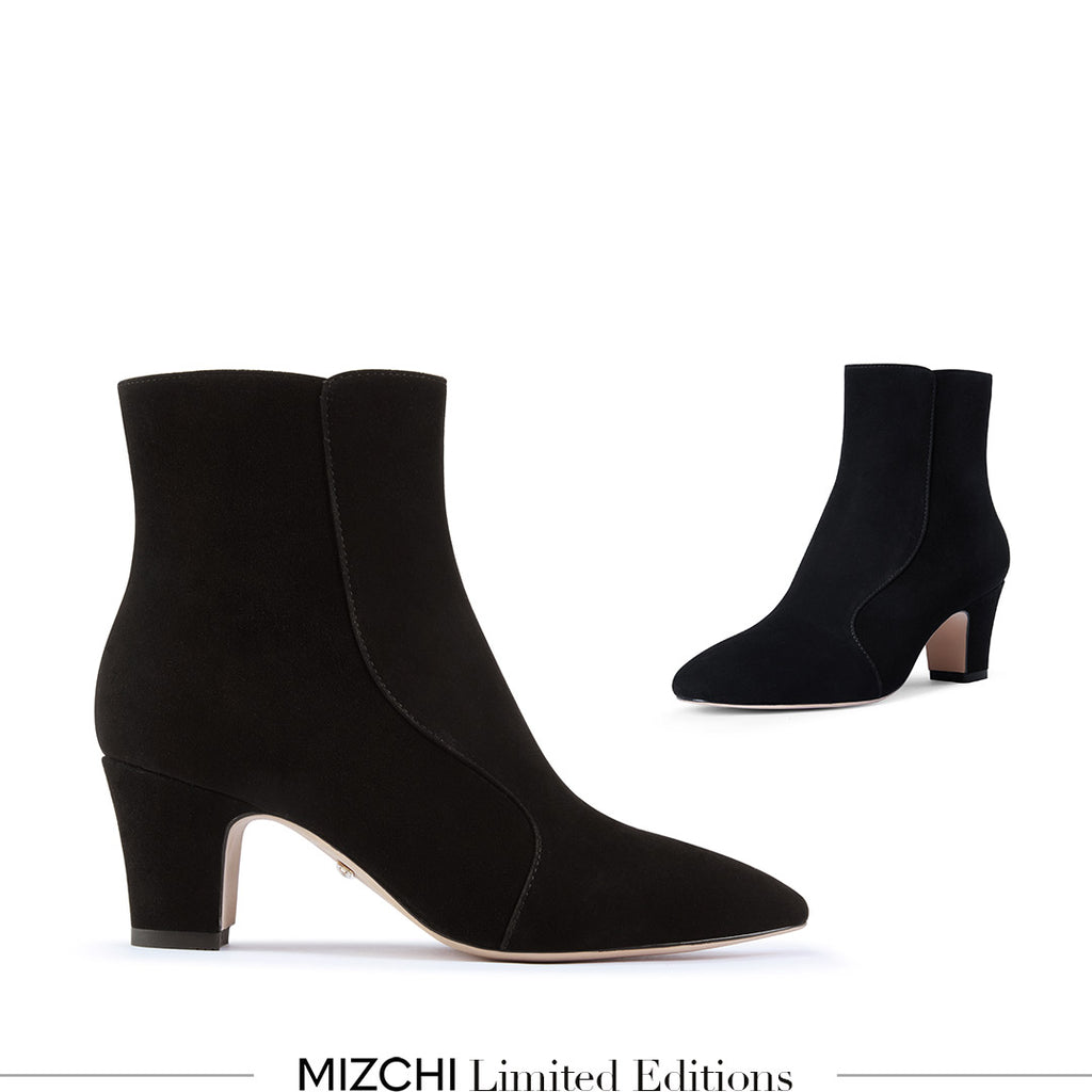 Petite Size Black Suede Classic Ankle Boots by MIZCHI Pretty Small