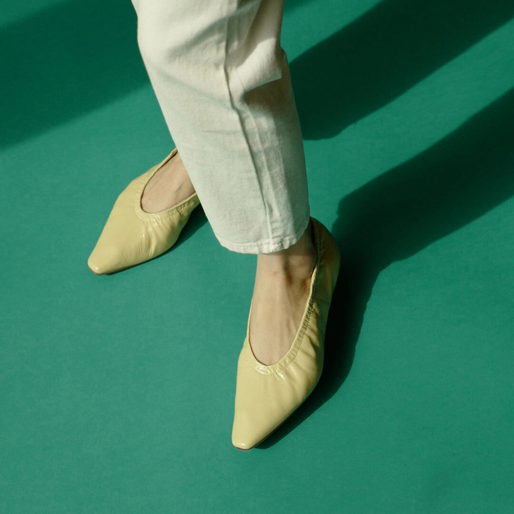 Petite Size Flexible Flat Leather Pumps by MIZCHI Pretty Small Shoes