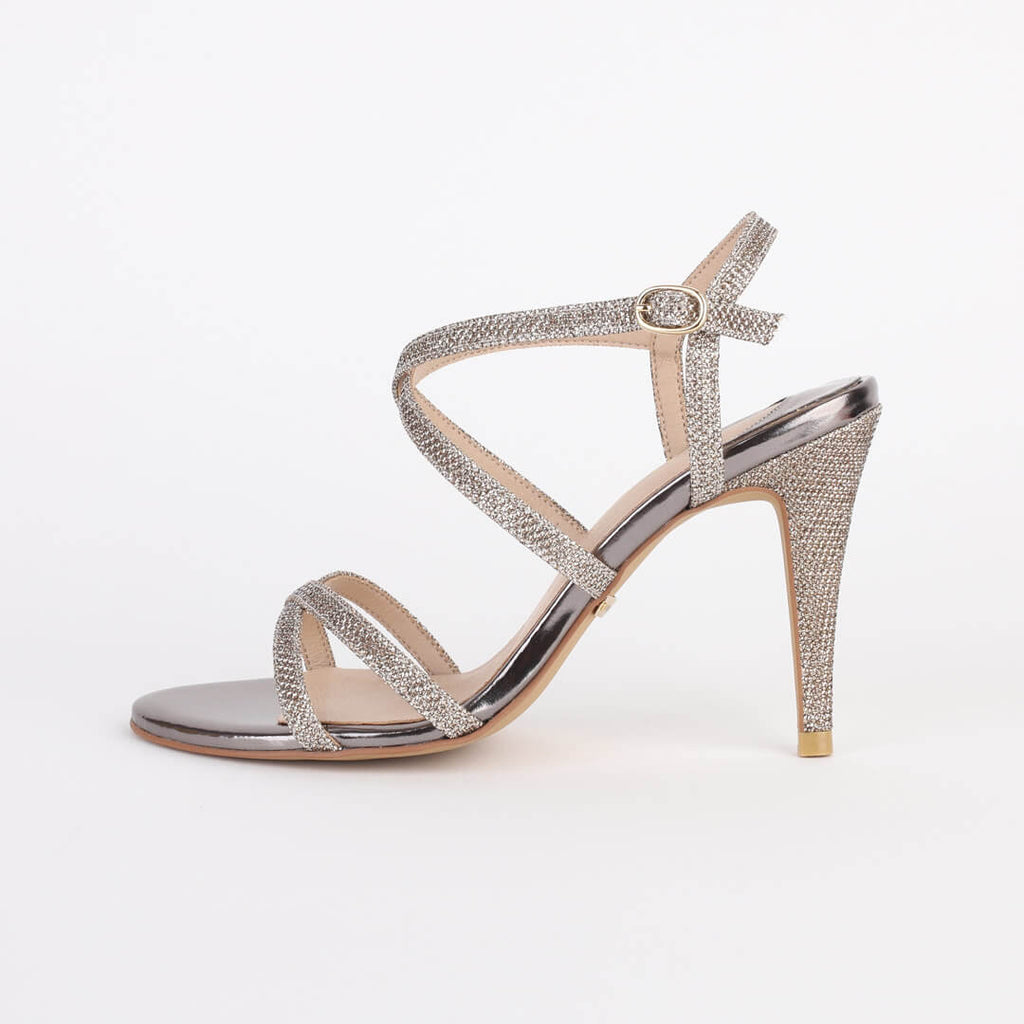 Silver strappy hot sale shoes uk