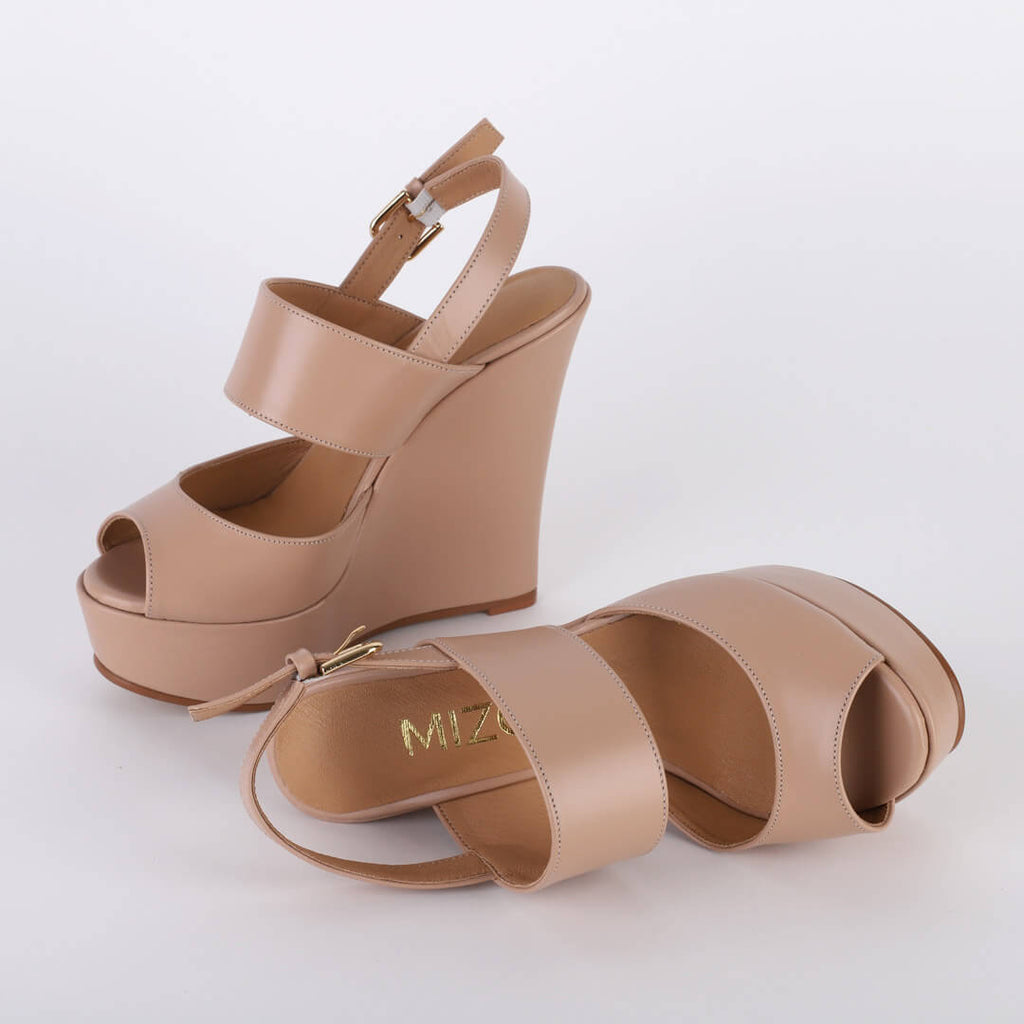 Nude on sale wedge sandals