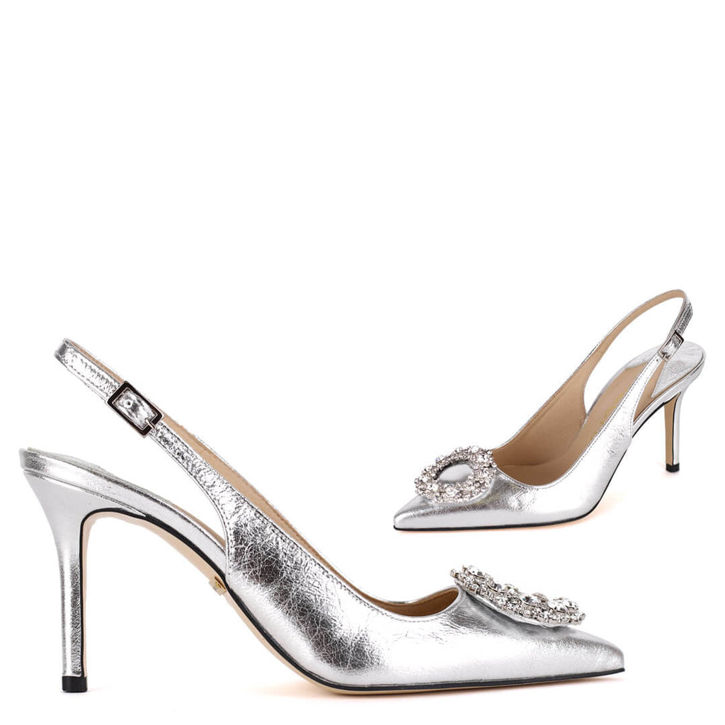 Size 13 hot sale silver heels