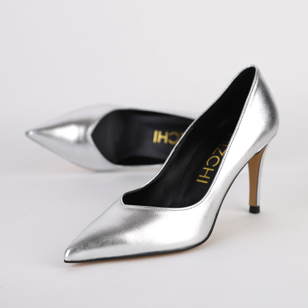 Silver on sale stiletto pumps