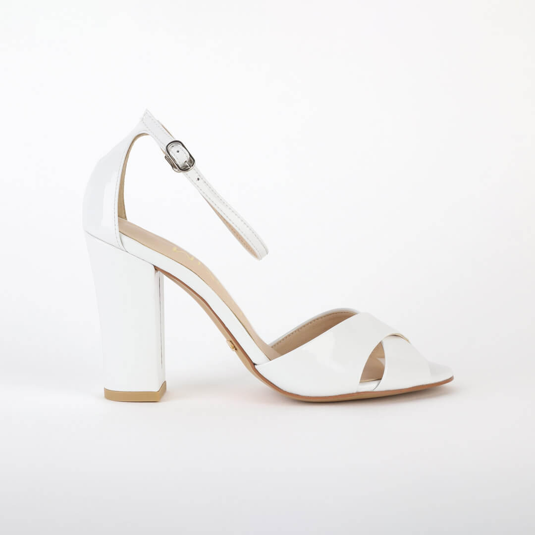 *UK size 13 - ALOVE PATENT - beige, 9cm heels