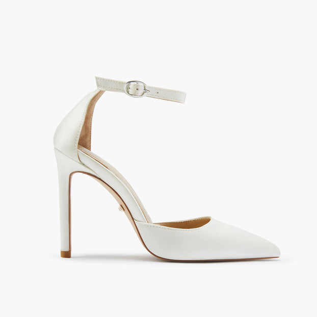 *BIANCA  IVORY SATIN - classic ankle strap pumps