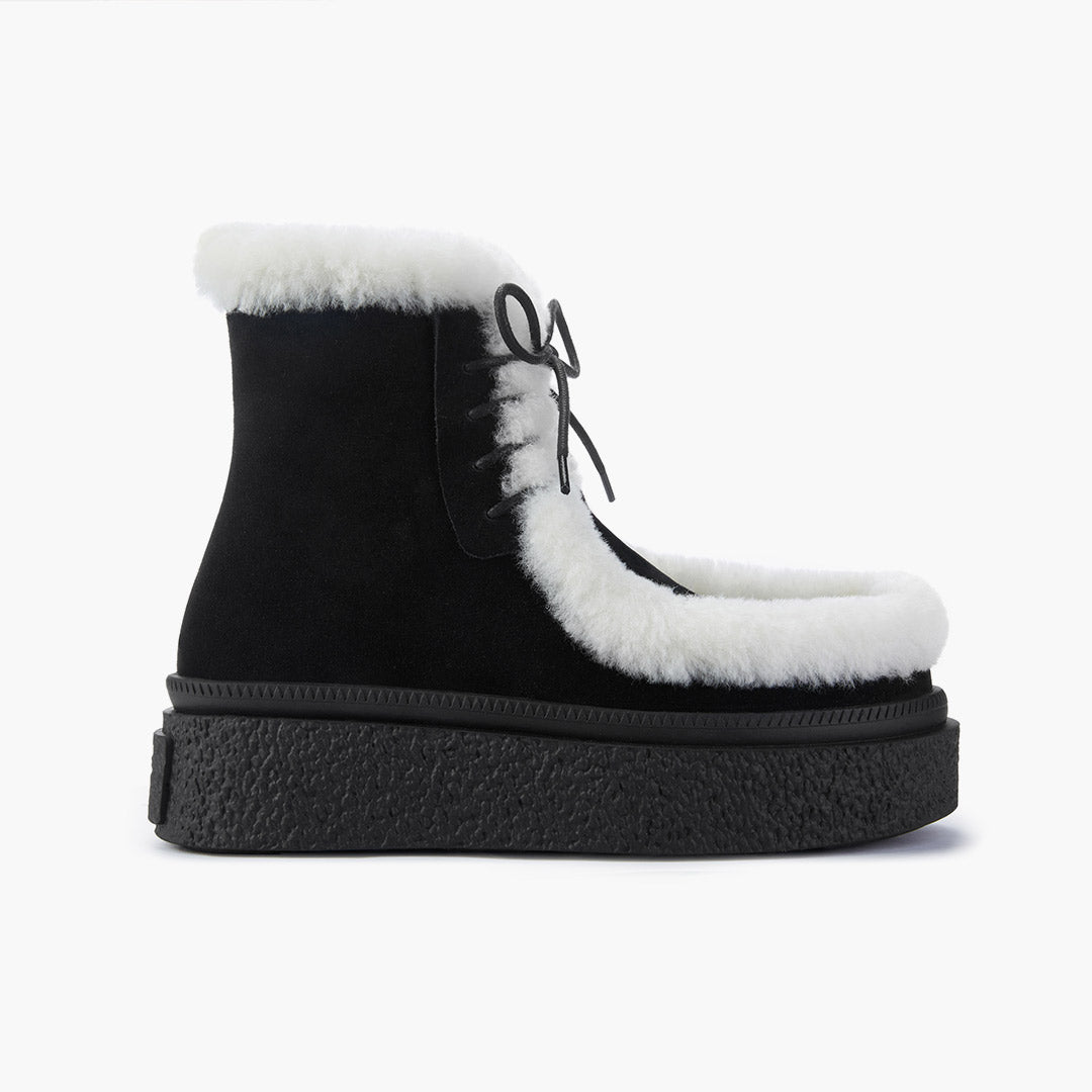 MARLO FUR - black suede ankle boots