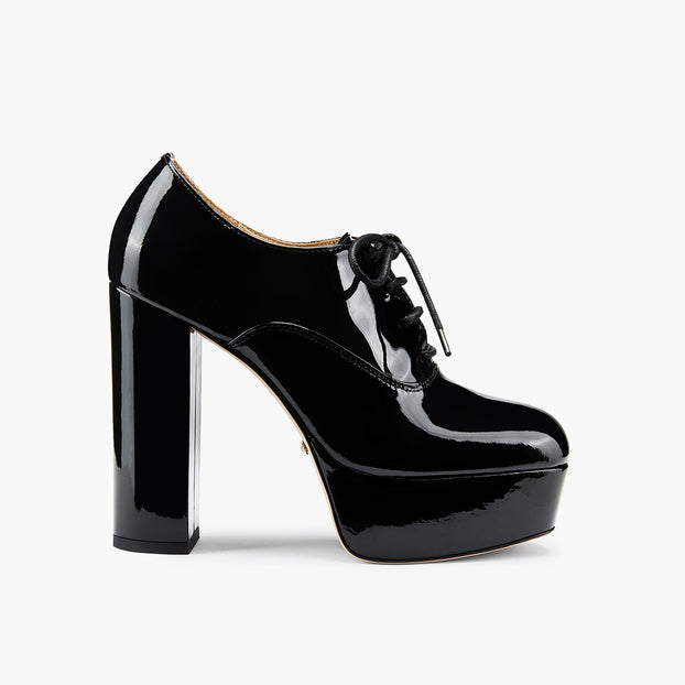 BORGHONA BLACK - lace up platform heels