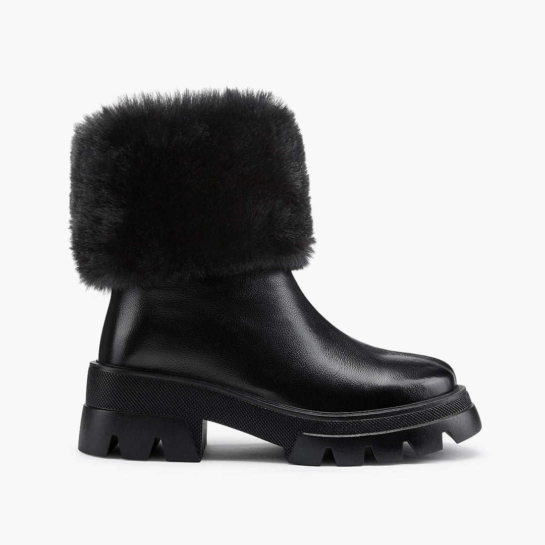 CAMERON BLACK - fur lined ankle boots