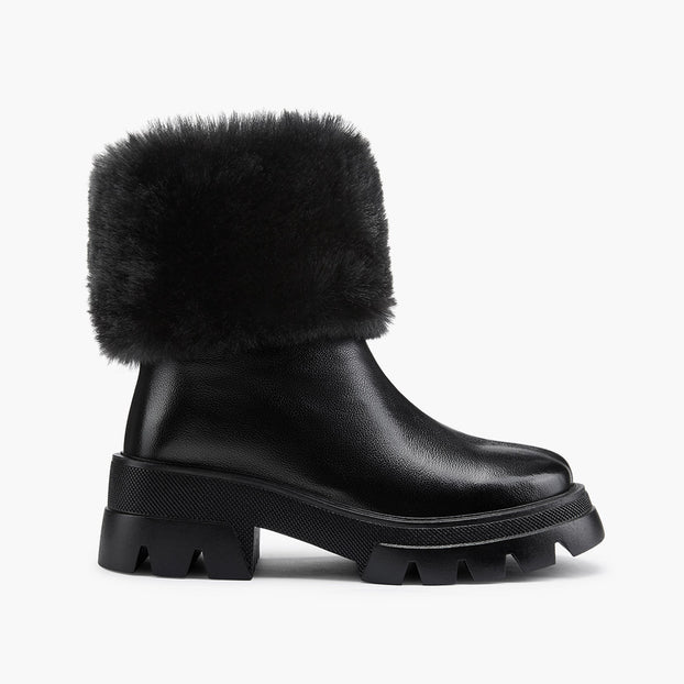CAMERON BLACK - fur lined ankle boots
