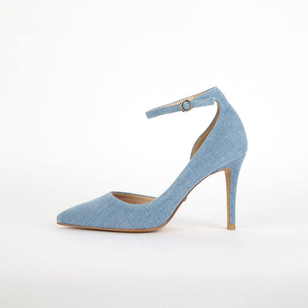 CARTER - denim ankle strap pumps