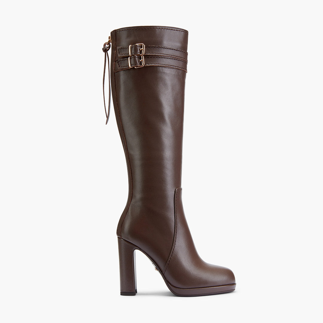 *CHICAGO BROWN - leather knee boots