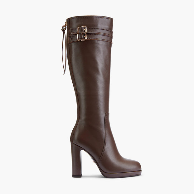 *CHICAGO BROWN - leather knee boots