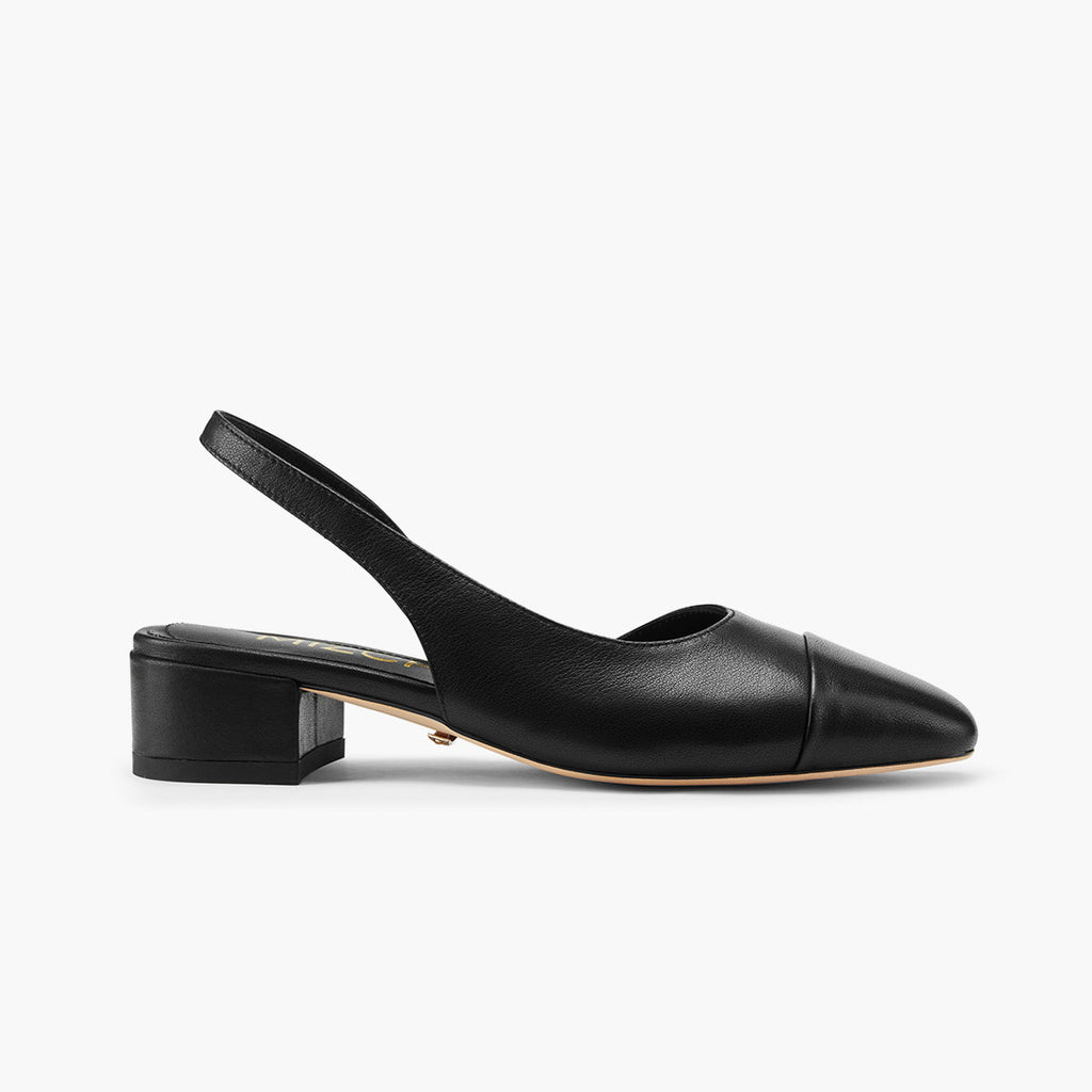 Petite Size Black Leather Slingback - MIZCHI Pretty Small Shoes