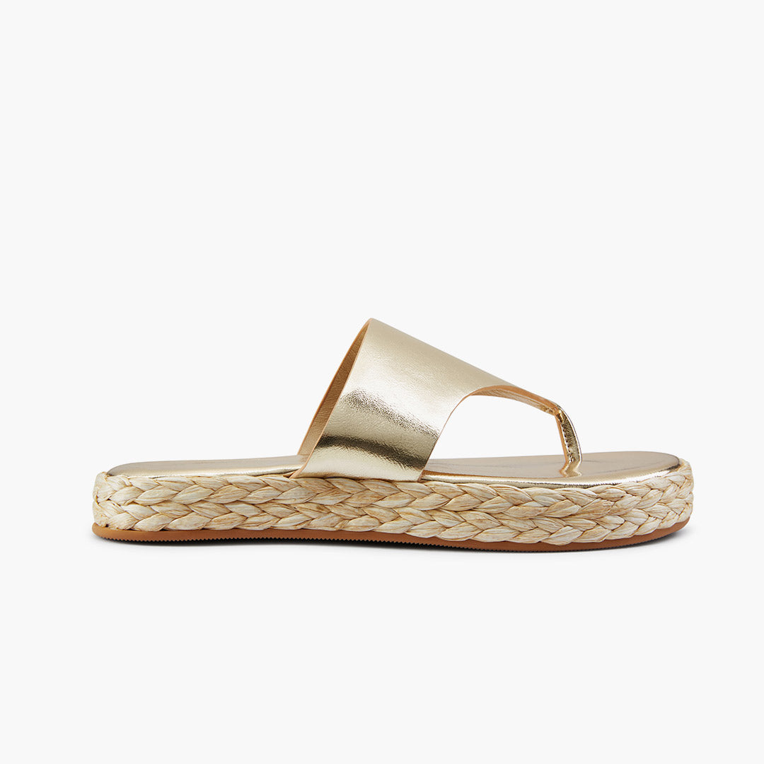 Cosmo Gold -flatform espadrille sandals
