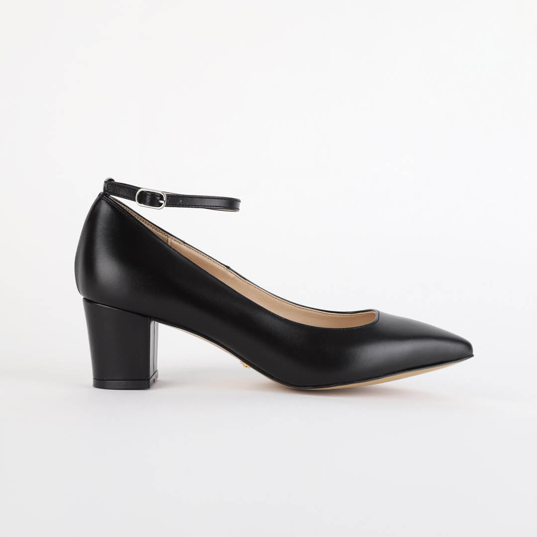 *UK size 13 - COURTNEY LEATHER - black, 5cm heels