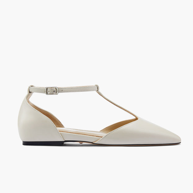 HEART OFF WHITE - T-bar Ballet Flats