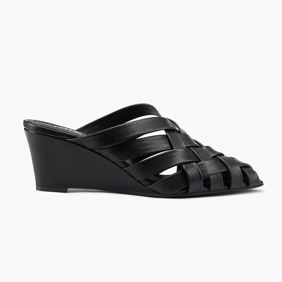 Kloss Black - Leather Wedge