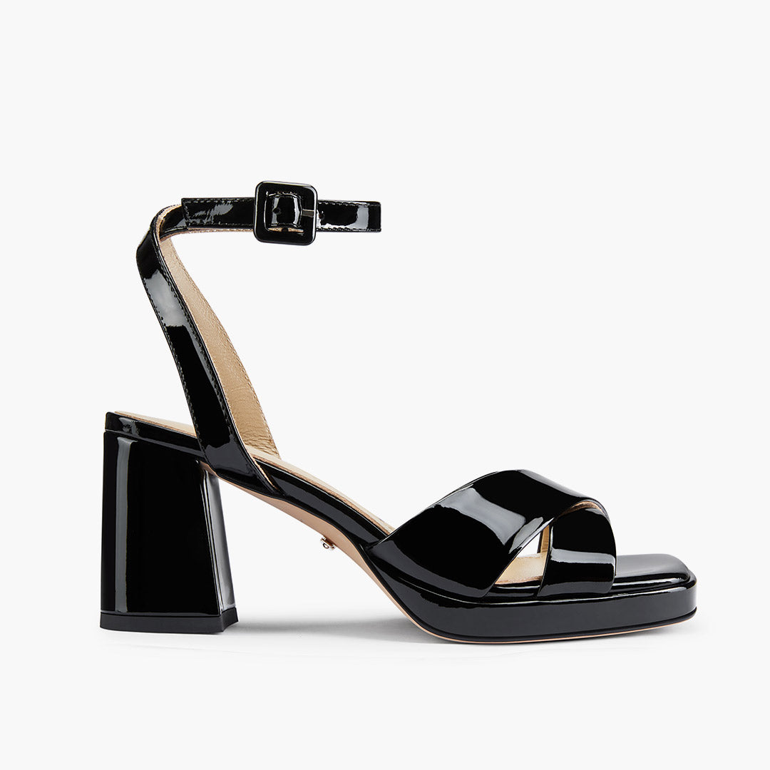 LUIZA PATENT - black platform sandals