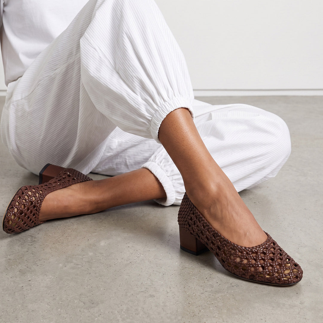 Marbella Brown - Woven Pumps