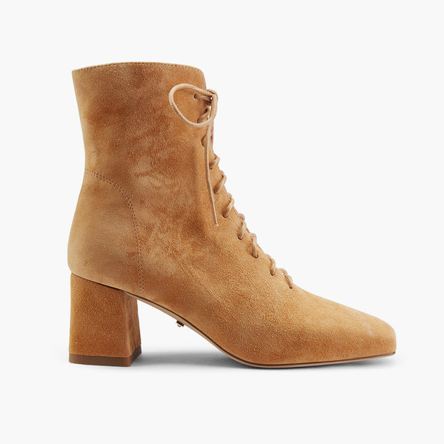 *MILO BEIGE- suede lace up bootie