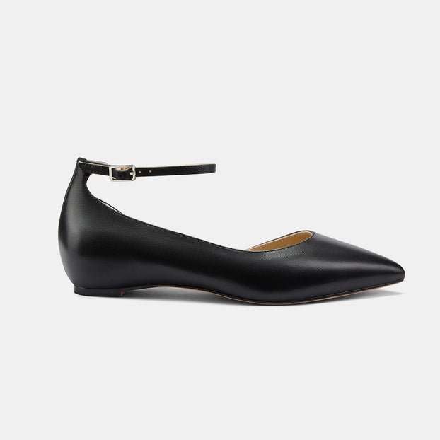 PEEKMI BLACK - Leather Ankle Strap Pumps