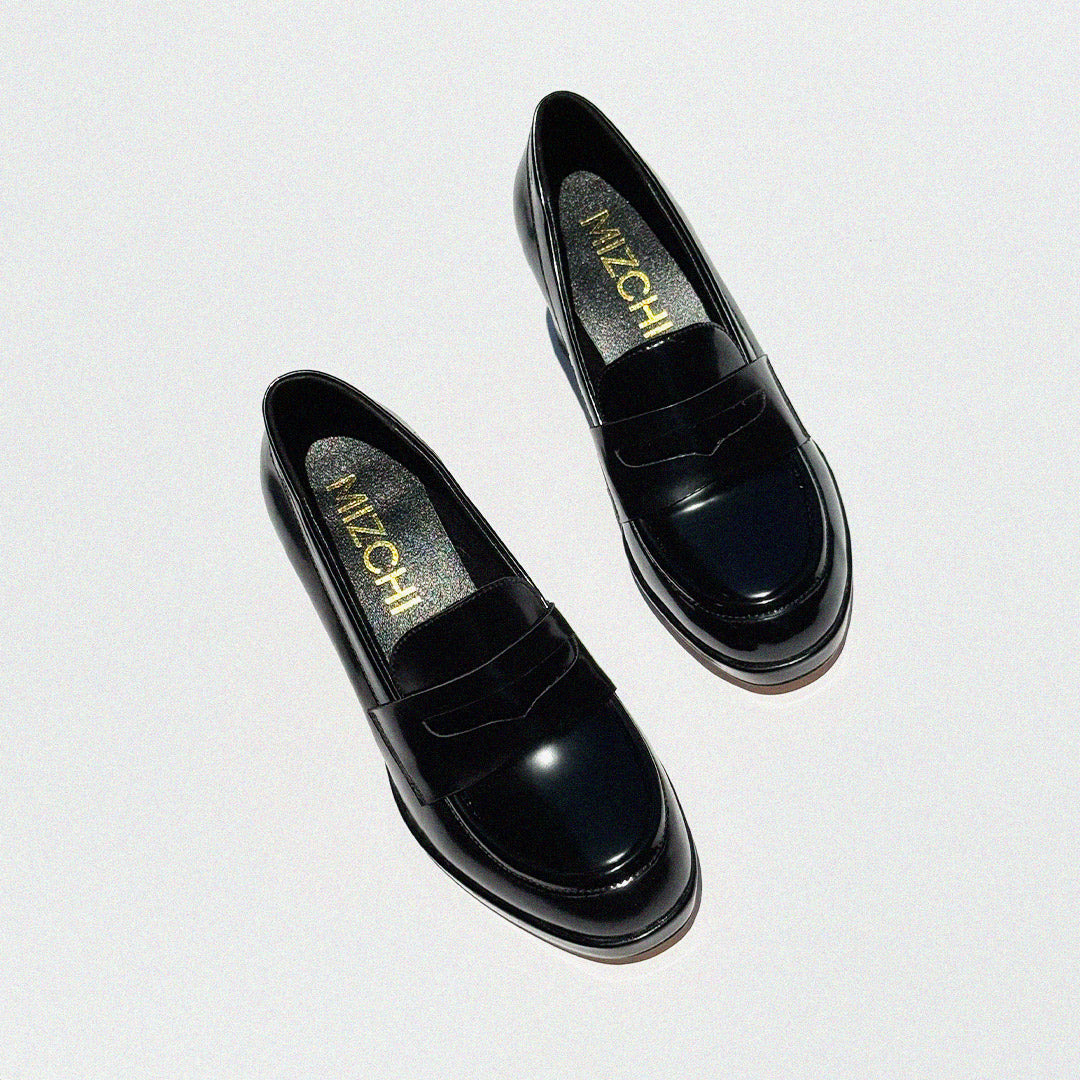 *SHARE BLACK - platform heel brogue