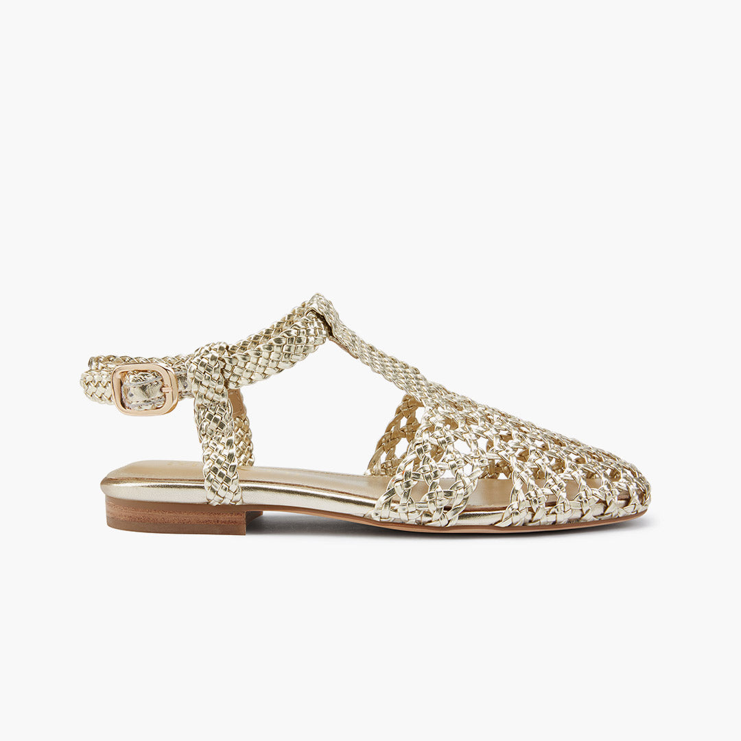 Mykonos Gold - Woven Leather Sandals
