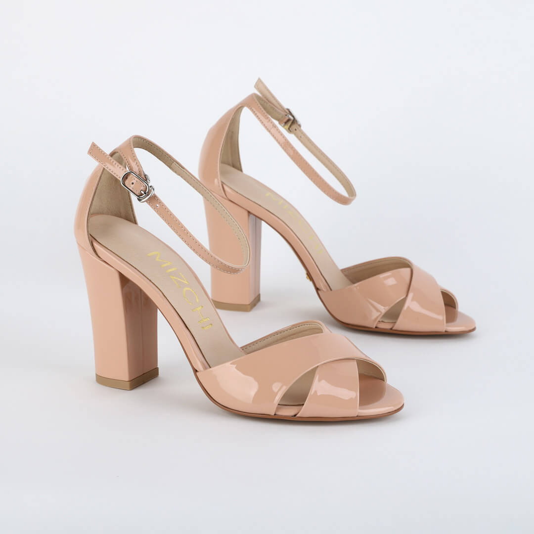 *UK size 1 - ALOVE PATENT - beige, 9cm heels