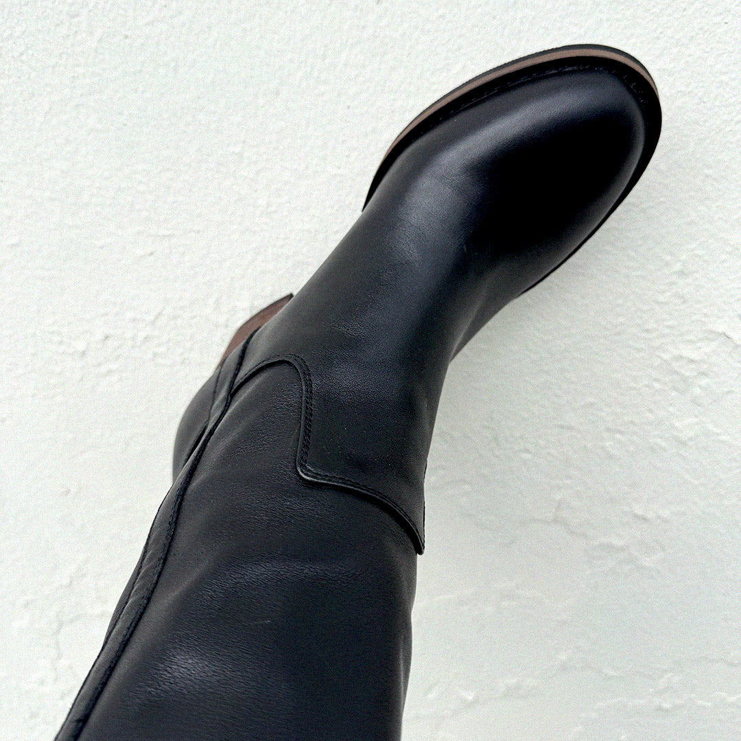 AIJA - Black Leather Knee High Boots
