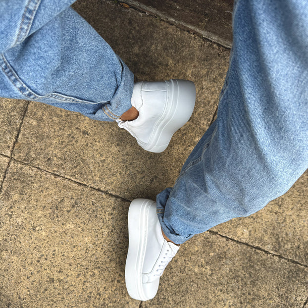 *AILANI WHITE - platform leather sneaker