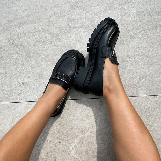 Petite Size Black Flatform Leather Brogues MIZCHI Pretty Small Shoes