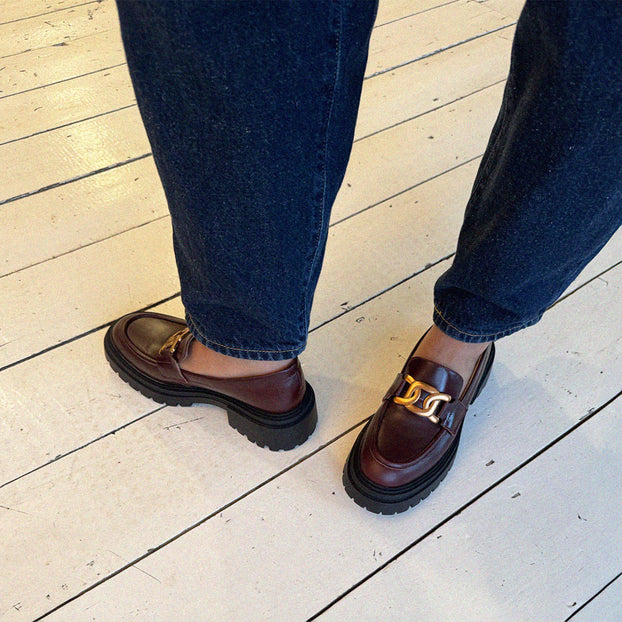 *ALCOR BLACK - flatform leather brogue