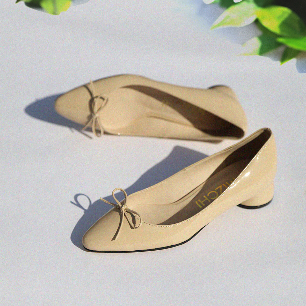 NEW HENRIETTA - patent chunky heel ballerina