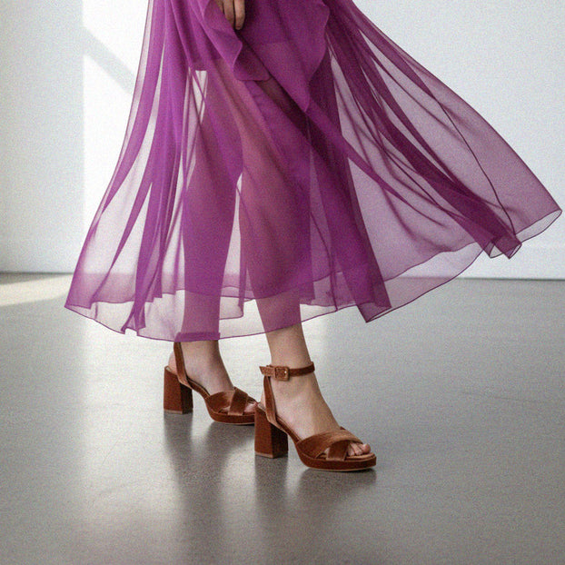 LUIZA VELVET - beige platform sandals