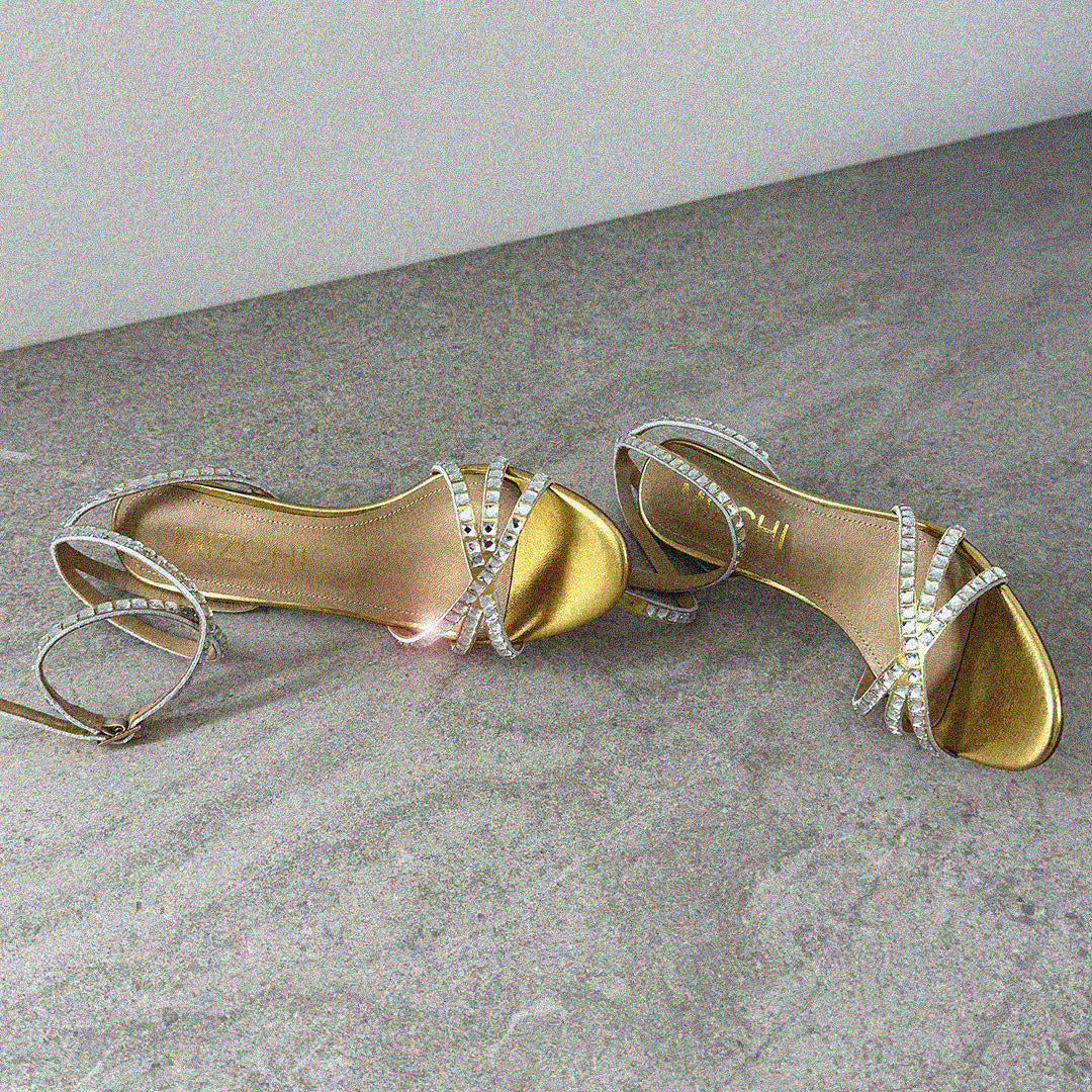 MADDY 70 GOLD  - diamond decor heels