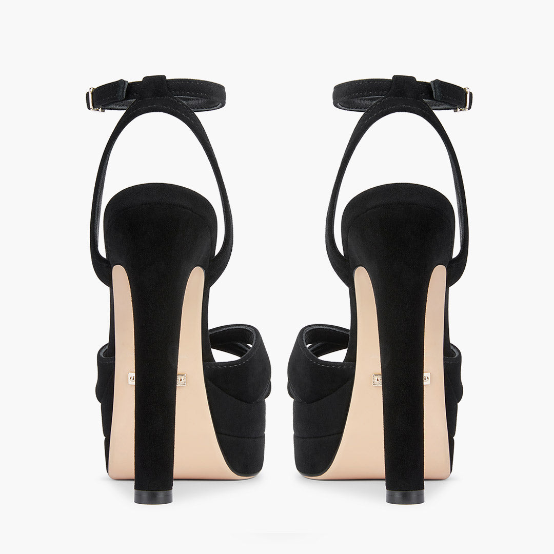 Nova Black - Suede Platform Sandals
