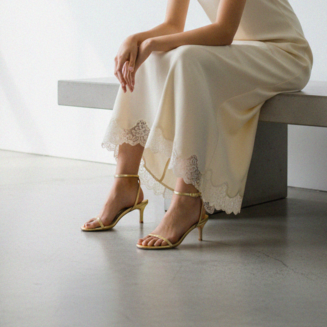 Shiloh Gold Kitten - strappy sandals
