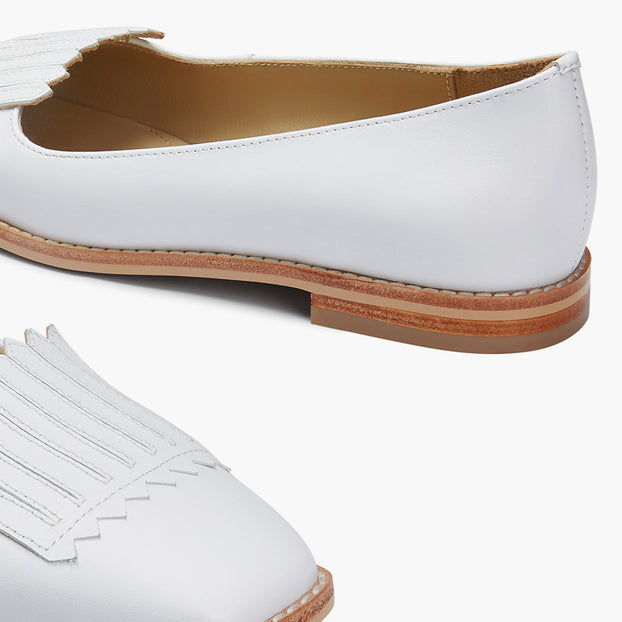 Freshfields White - Leather Flats