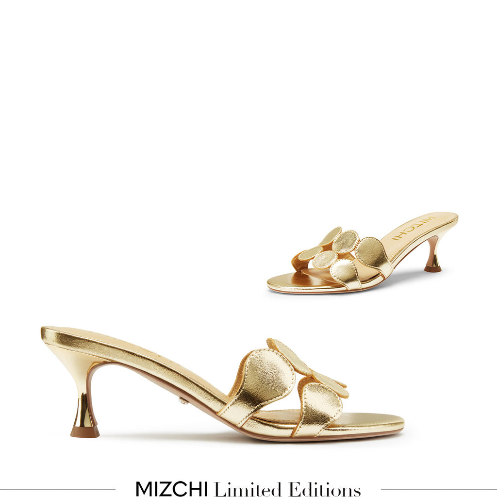 Petite Size Gold Leather Mules by MIZCHI Pretty Small Shoes