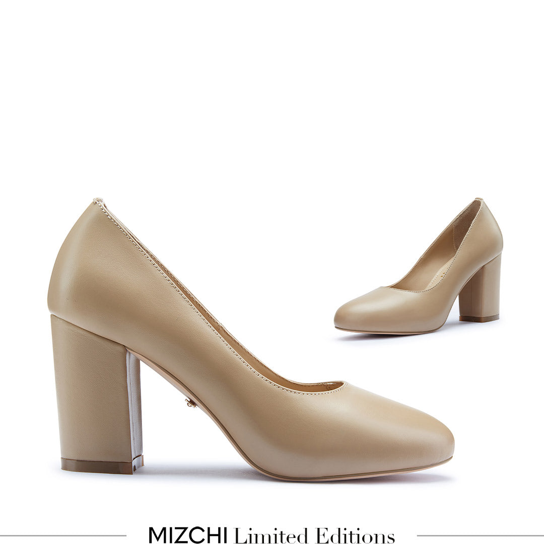 BAMBI - beige round toe platform