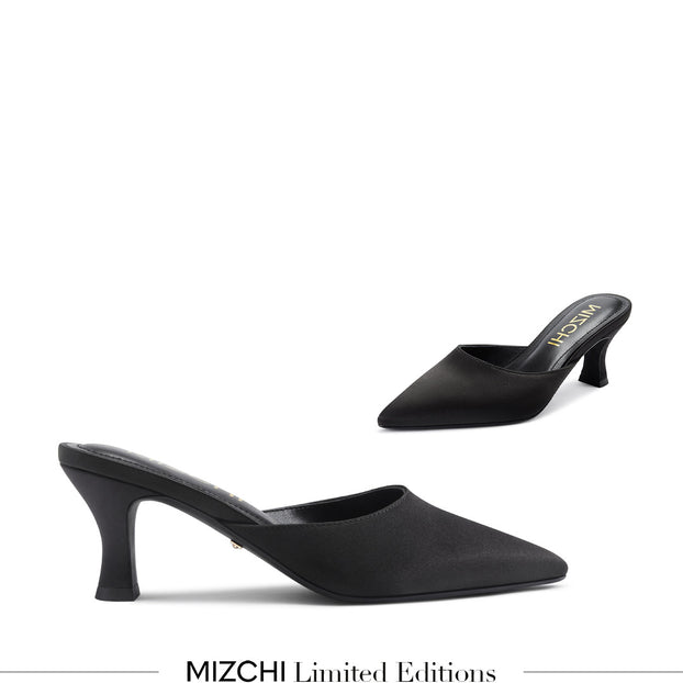 Clio Black - Satin Mules