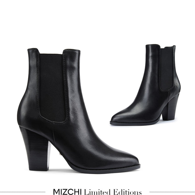 *JENNY BLACK - black leather cowboy boots