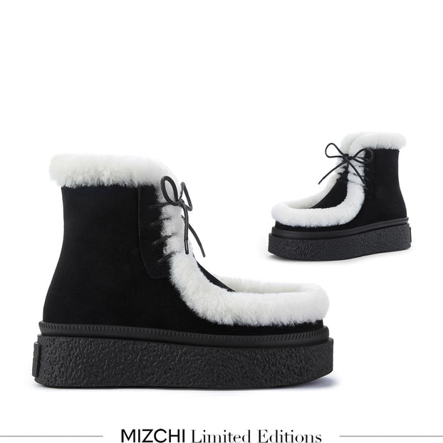 MARLO FUR - black suede ankle boots