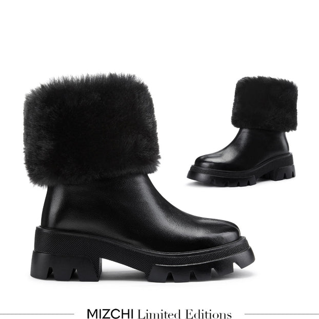 CAMERON BLACK - fur lined ankle boots