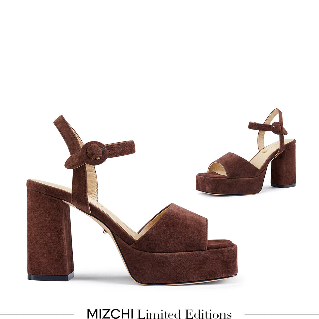 DELLA BROWN - suede platform sandals