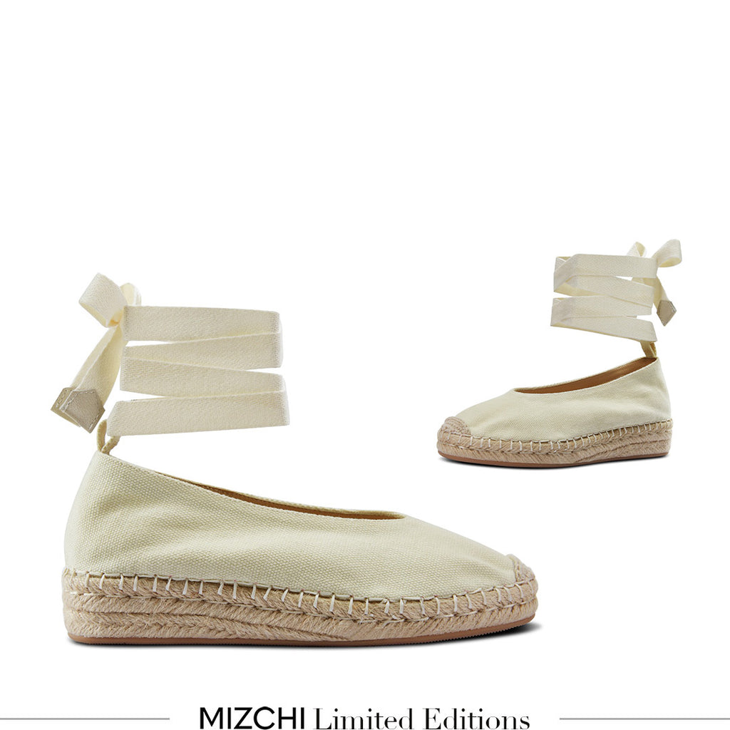 Petite Size Ivory Espadrille Flatform MIZCHI Pretty Small Shoes