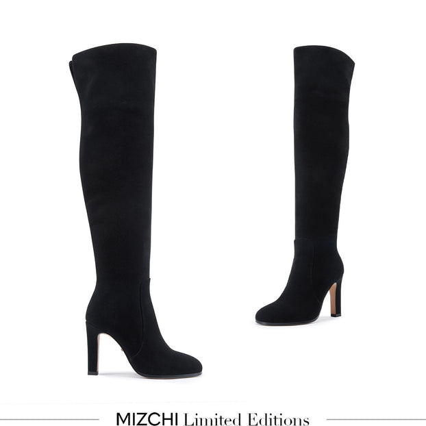 *DORIAN - black suede over knee boots