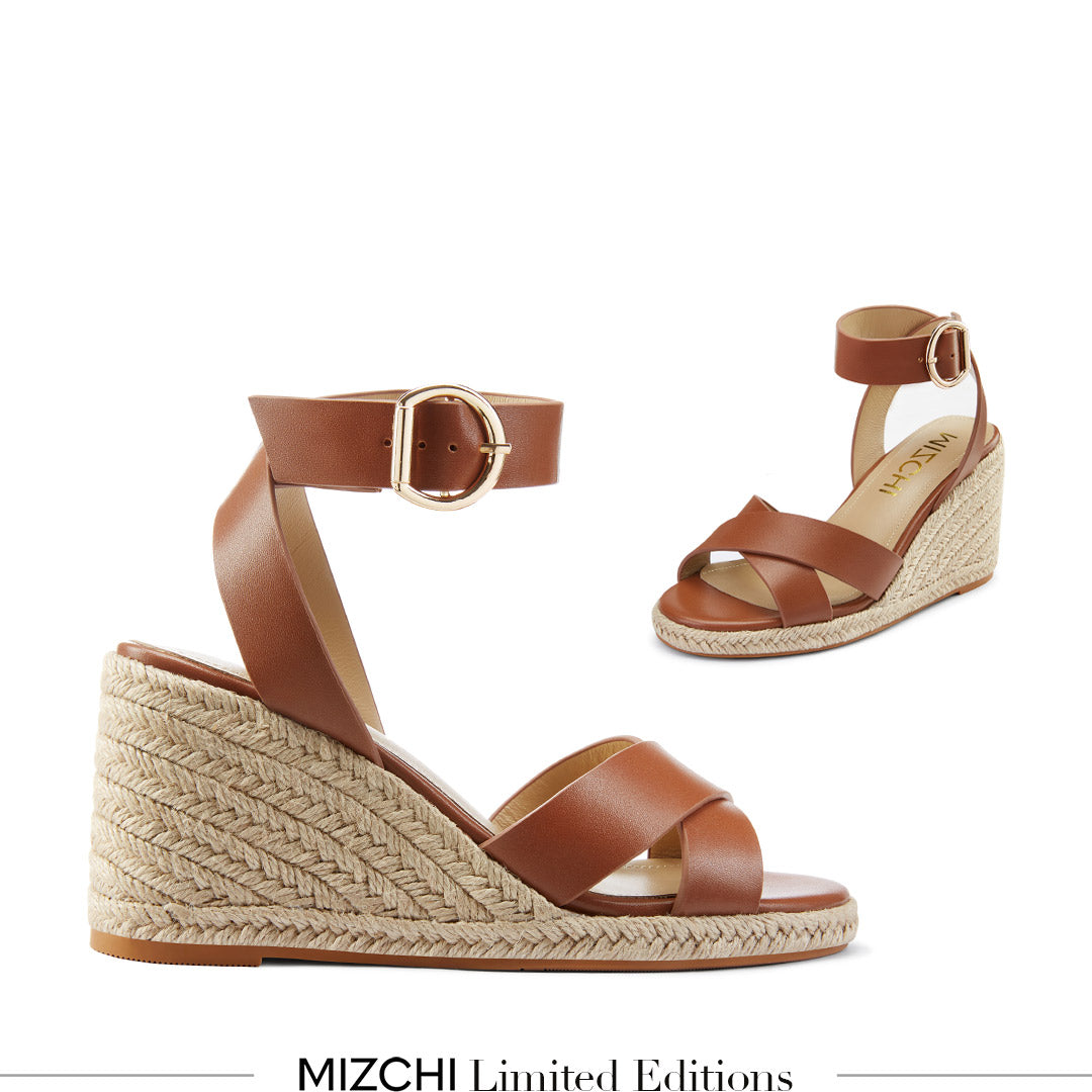 Ele Mare - Espadrilles Leather Wedge Sandals