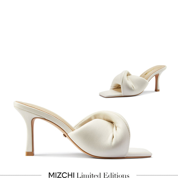 BASTINA PUFFY ivory - Leather Mules